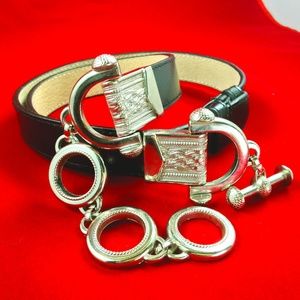 Lakeshore Drive black leather belt W/toggle buckle